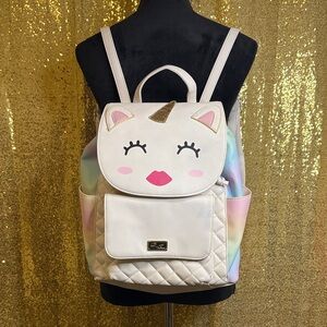 Luv Betsey Johnson Unicorn Cat Face Drawstring Backpack quilted
